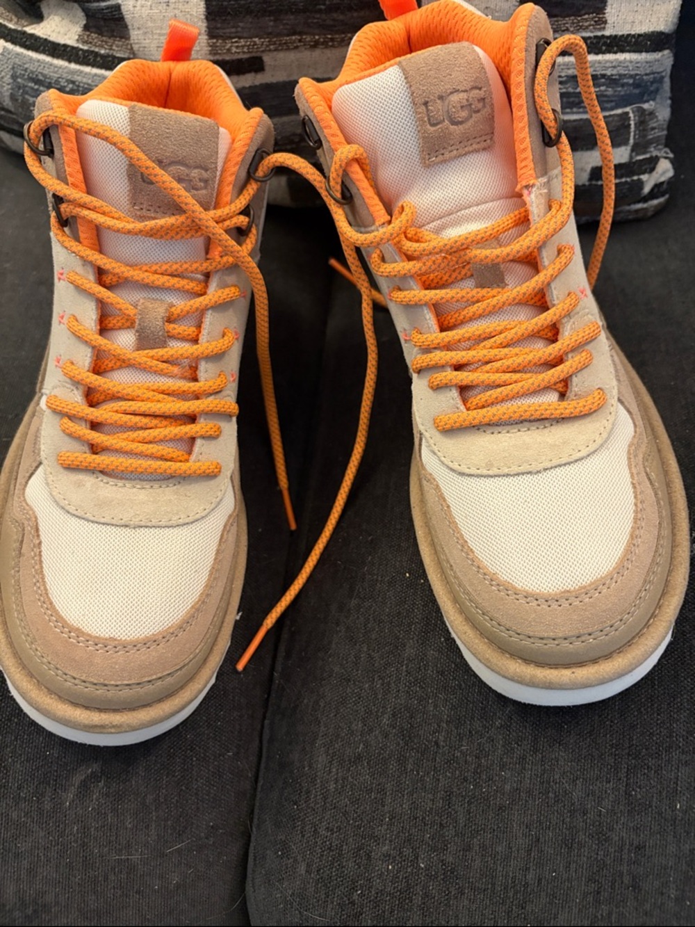 UggSuede and Mesh High-uTop Sneakers with Orange Accents